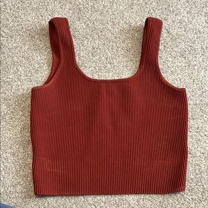 L.A. Hearts Ribbed Square Neck Tank Top - Rust (M)